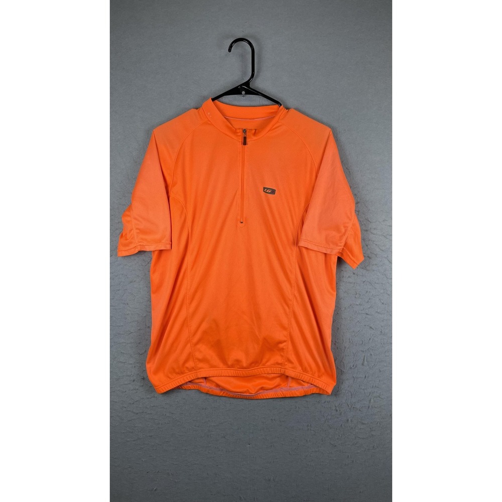 Louis Garneau Cycling Jersey Mens Large Orange 1/4 Zip Short Sleeve Bike Shirt‎